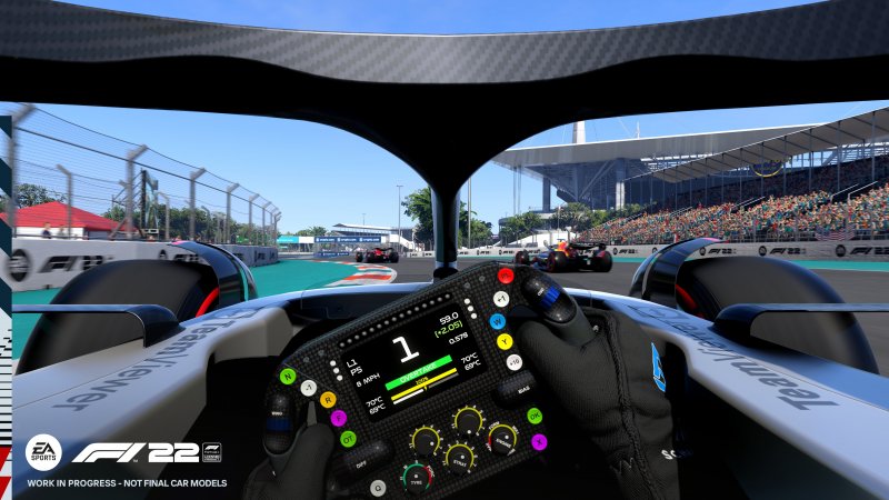 F1 22, une capture d'écran de l'intérieur du cockpit