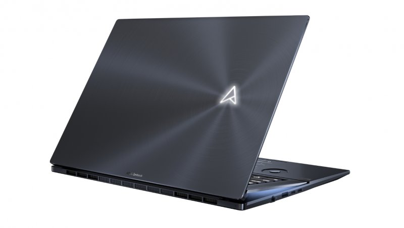 Il nuovo logo, parte di un lavoro di redesign generale, in evidenza sul coperchio dell'ASUS Zenbook Pro 16X OLED