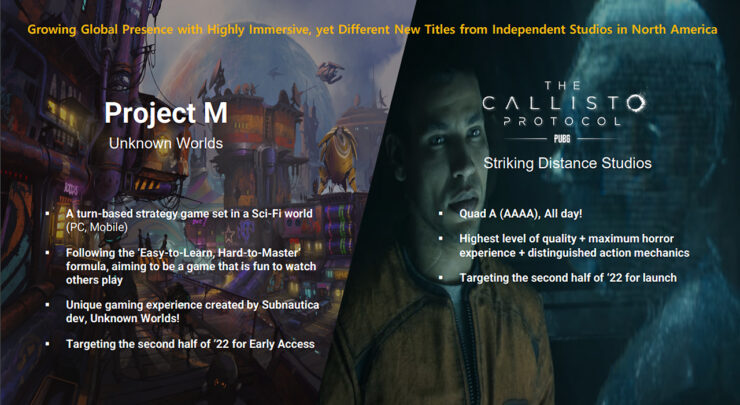 La slide con le informazioni su Project M e The Callisto Protocol La slide con le informazioni su Project M e The Callisto Protocol