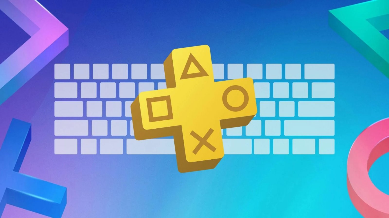 Il logo di PS Plus sopra una tastiera