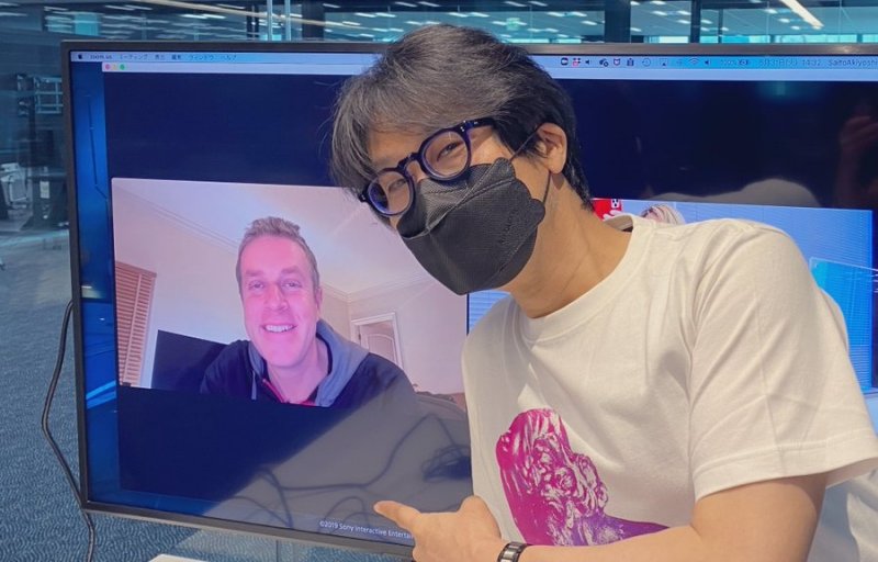 Hideo Kojima and Geoff Keighley at the video conference, in an image that leaked online a few days ago