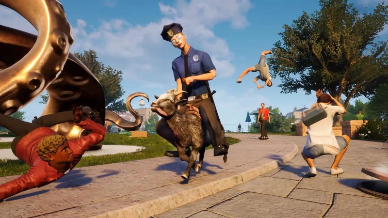 A policeman rides a goat - everything is as usual in Goat Simulator 3