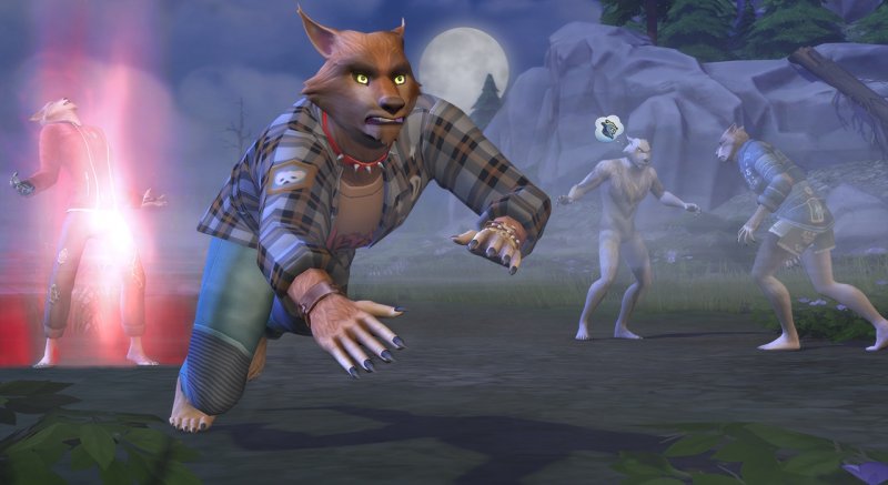 A werewolf Sim running free on a full moon night