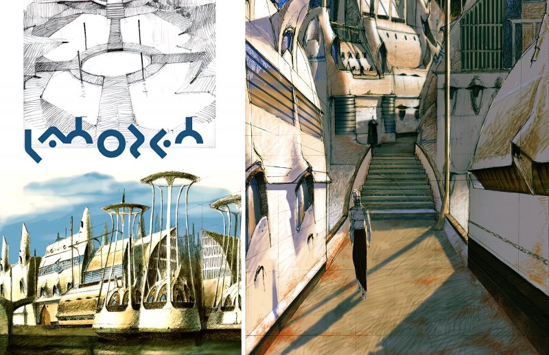 The Nomad Soul: bozzetti preparatori della città di Omikron The Nomad Soul: bozzetti preparatori della città di Omikron