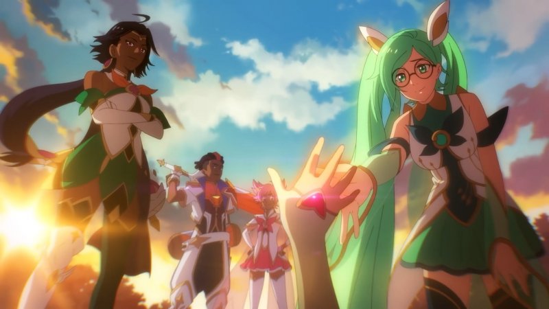 Kai'sa che viene aiutata dalle amiche Star Guardian