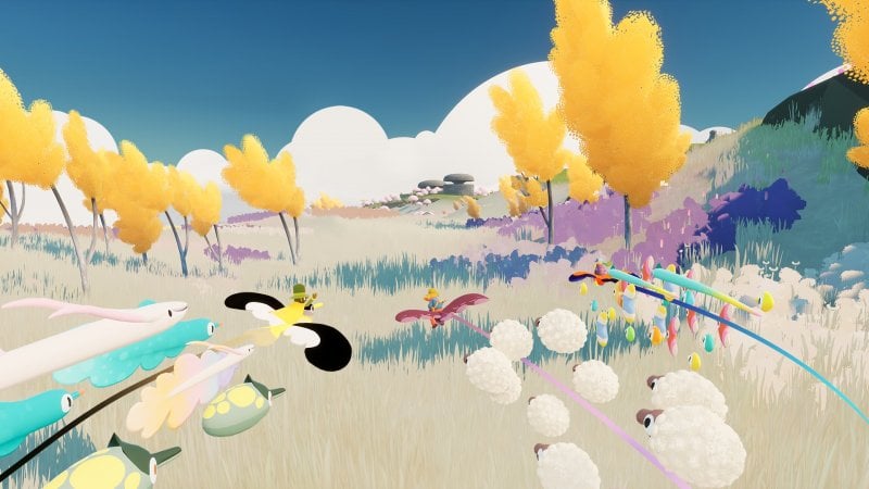 We have rarely seen more bizarre and colorful games than Flock.  a good sign