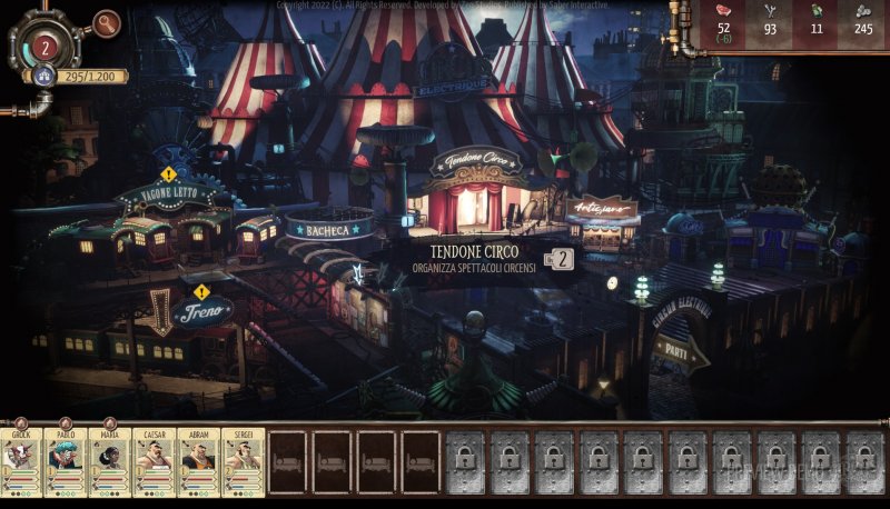 Circus Electrique with tents dedicated to the various events of the game