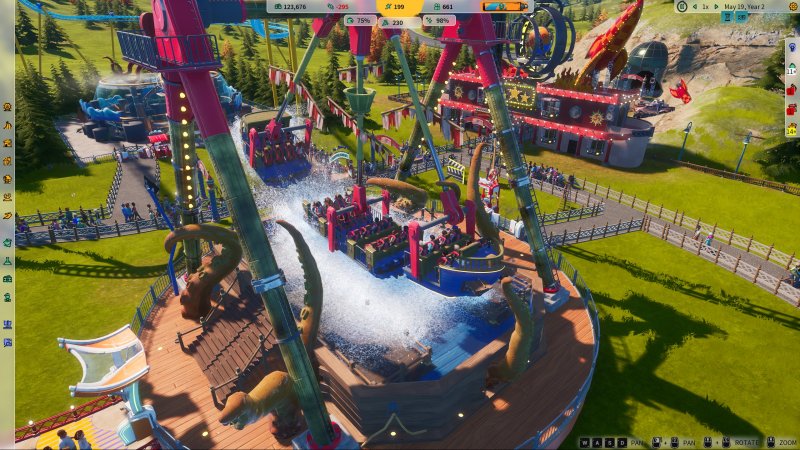 Park Beyond: Want to taste the craziness of this game?  The classic pirate ship here is split into three parts that line up parallel to each other and continue to swing.  Fear!