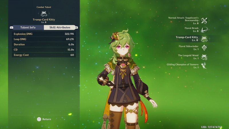 Collei, schermata dei Talenti Collei, schermata dei Talenti