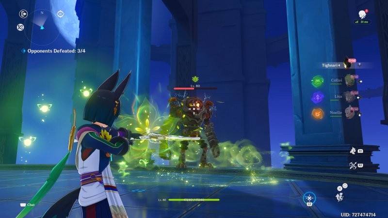 Tighnari mentre esegue un attacco caricato