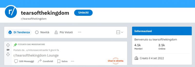 Subreddit di The Legend of Zelda Tears of the Kingdom