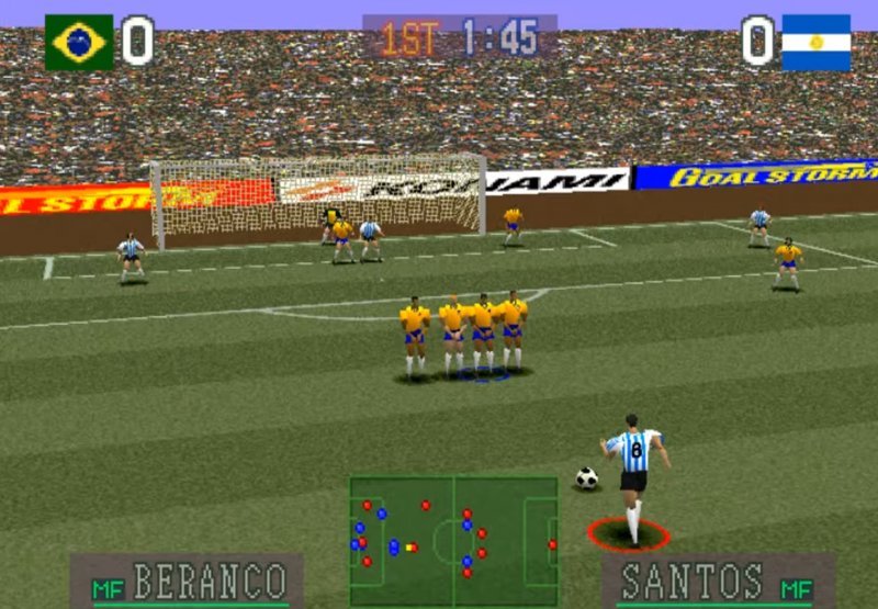 Goal Storm: nemmeno il primo gioco di calcio Konami in 3D era particolarmente bello da vedere. E che strani calciatori, somigliano a birilli