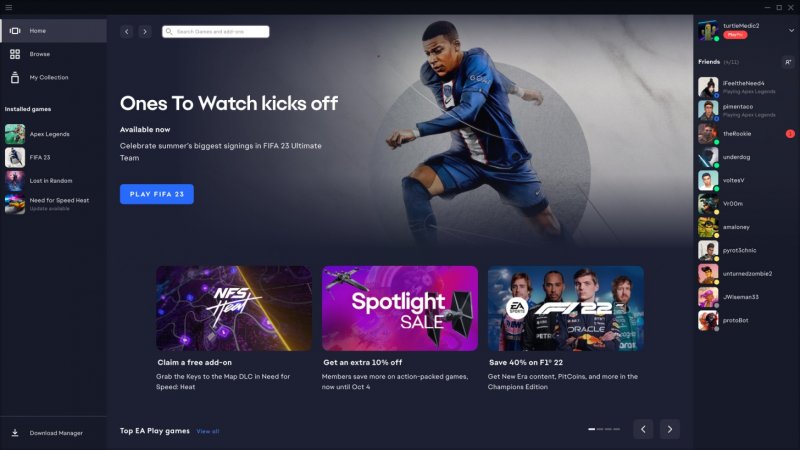 EA App, un'immagine del nuovo client di Electronic Arts EA App, un'immagine del nuovo client di Electronic Arts