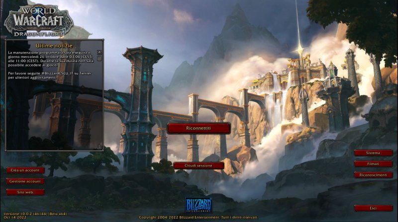 La nuova schermata di collegamento mostra le Isole dei Draghi