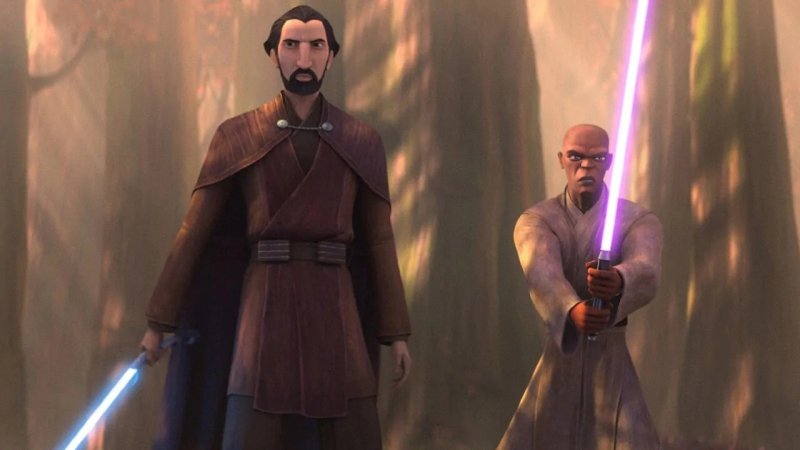 Dooku e Mace Windu nel terzo episodio di Tales of the Jedi. Dooku e Mace Windu nel terzo episodio di Tales of the Jedi.
