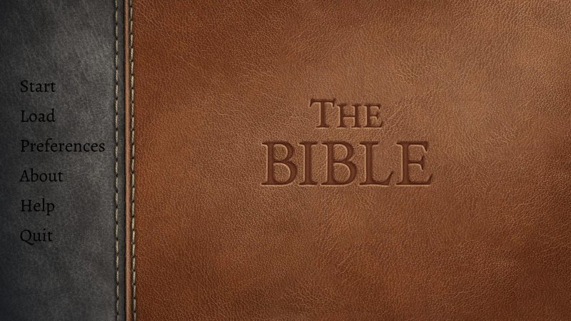 The Bible, la schermata iniziale