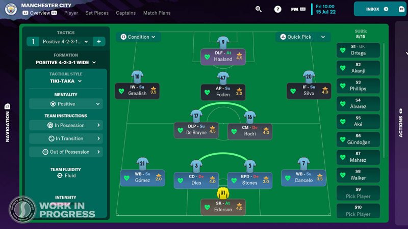 Football Manager 2023 Touch, uno screenshot sulla gestione del modulo