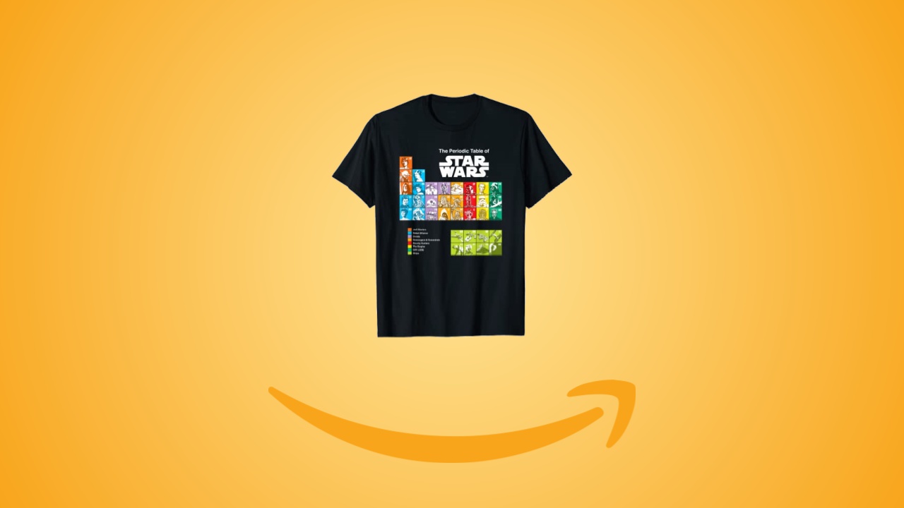 Offerte Amazon: maglietta di Star Wars 'Tavola Periodica' al minimo storico per il Black Friday