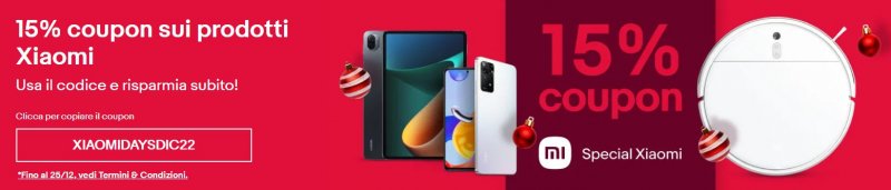 Il coupon di Xiaomi di dicembre 2022 per eBay Italia