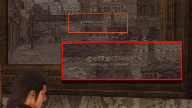 Watermark in un dipinto di Crisis Core Final Fantasy 7 Reunion Watermark in un dipinto di Crisis Core Final Fantasy 7 Reunion