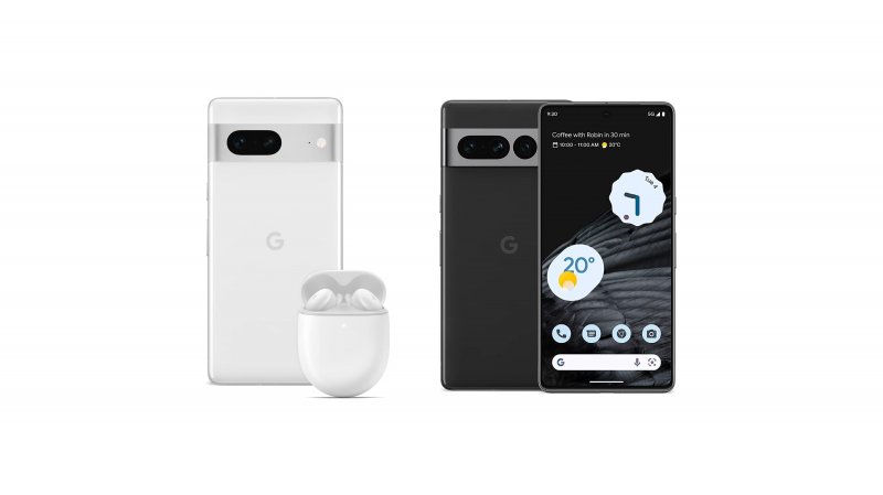 Google Pixel 7 + Pixel Buds A-Series (a sinistra) e Google Pixel 7 Pro (a destra)
