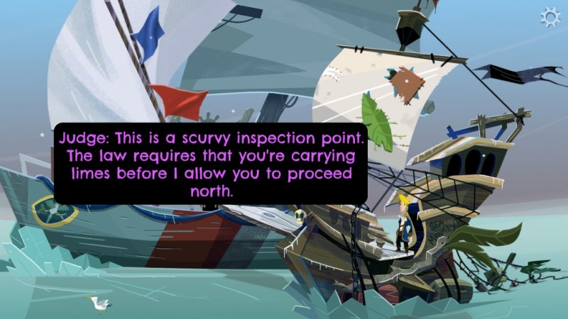 Le dimensioni dei sottotitoli di Return to Monkey Island sono generose Le dimensioni dei sottotitoli di Return to Monkey Island sono generose