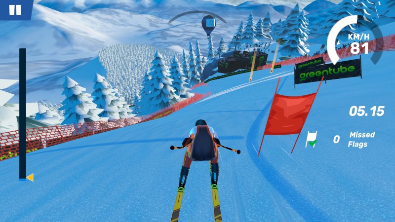 Ski Challenge, une capture d'écran au milieu d'une descente