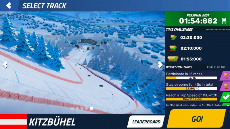 Dans Ski Challenge, il y a une bonne variété de pistes inspirées de décors réels.
