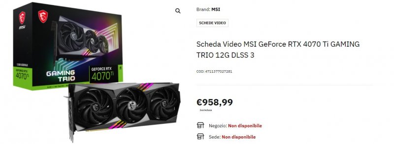 MSI GeForce RTX 4070 Ti GAMING TRIO 12G DLSS 3 a 958,99€