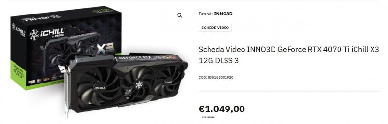 INNO3D GeForce RTX 4070 Ti iChill X3 12G DLSS 3 a 1049€