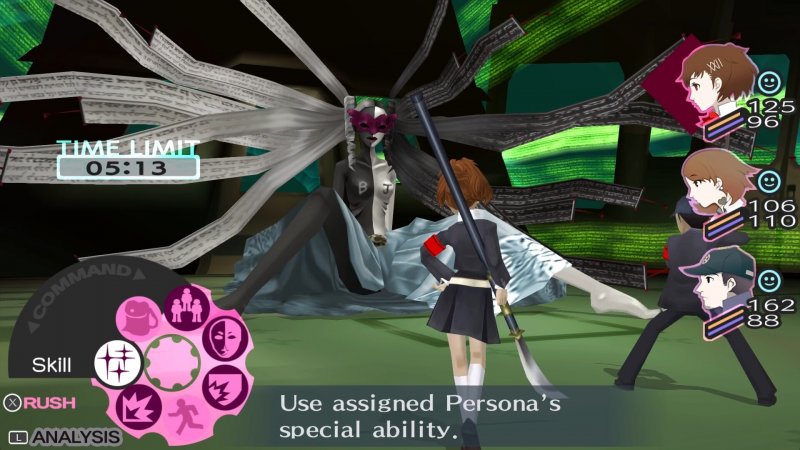 Persona 3 Portable, le combat au tour par tour est stratégique et stimulant