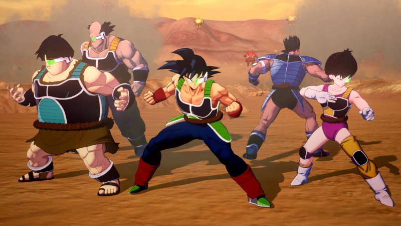 Bardock and his team of Saiyans in the Alone Against Fate DLC