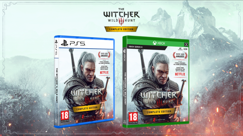 Le box art di The Witcher 3: Wild Hunt - Complete Edition per PS5 e Xbox Series X