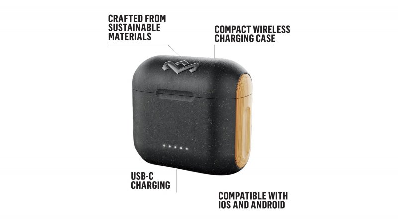 La custodia di ricarica degli auricolari House of Marley Rebel Earbuds La custodia di ricarica degli auricolari House of Marley Rebel Earbuds