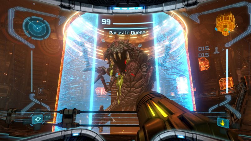 Una delle prime boss fight di Metroid Prime Remastered Una delle prime boss fight di Metroid Prime Remastered