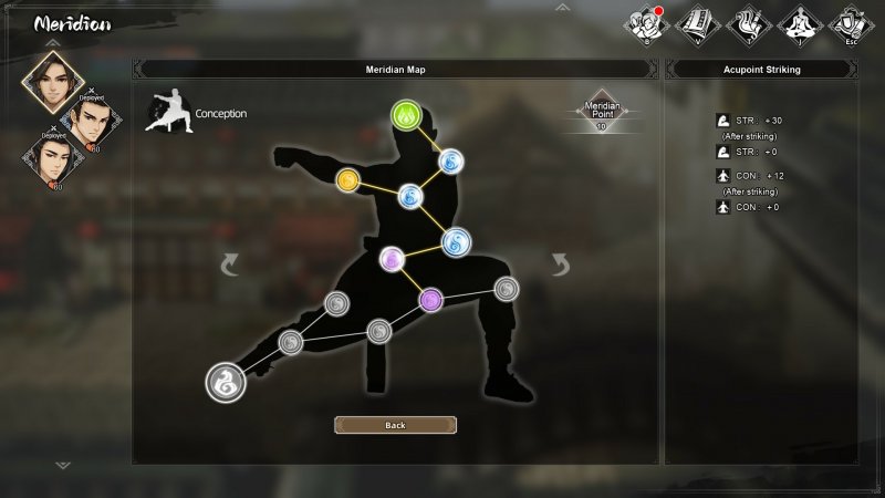 Il sistema di potenziamento di Wandering Sword si basa sui cosiddetti Meridian Points
