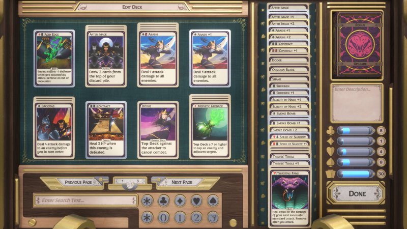 I menù di creazione del mazzo è abbastanza semplice da usare in Aces & Adventures