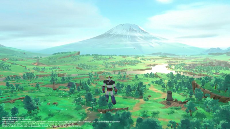 Ufo Robot Goldrake : Banquet des loups - Le mont Fuji à l'horizon donne la chair de poule, mais il serait agréable de voir un jour apparaître au loin les gratte-ciel d'une métropole
