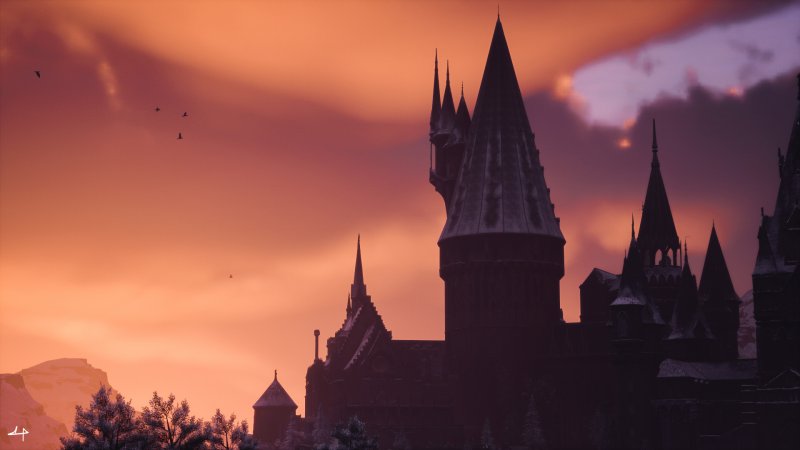Héritage de Poudlard : l'école de sorcellerie encadrée par un spectaculaire coucher de soleil
