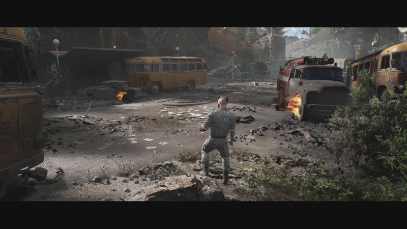 Atomic Heart, il protagonista si risveglia dopo l'assalto iniziale e capisce di essere fregato