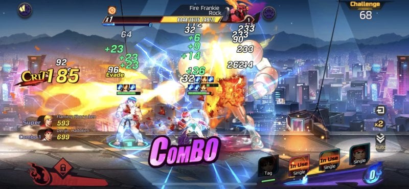 Street Fighter : Duel, les coups spéciaux concaténés créent un spectacle de lumière et de couleurs.