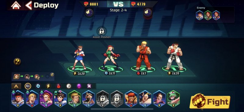 Street Fighter : Duel, organisation de l'équipe au début de la campagne