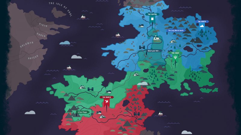 La carte du jeu Le roi du château se compose de 3 royaumes sélectionnables au début du jeu.