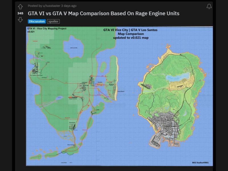 GTA 6, reconstruction de la carte par rapport à GTA 5