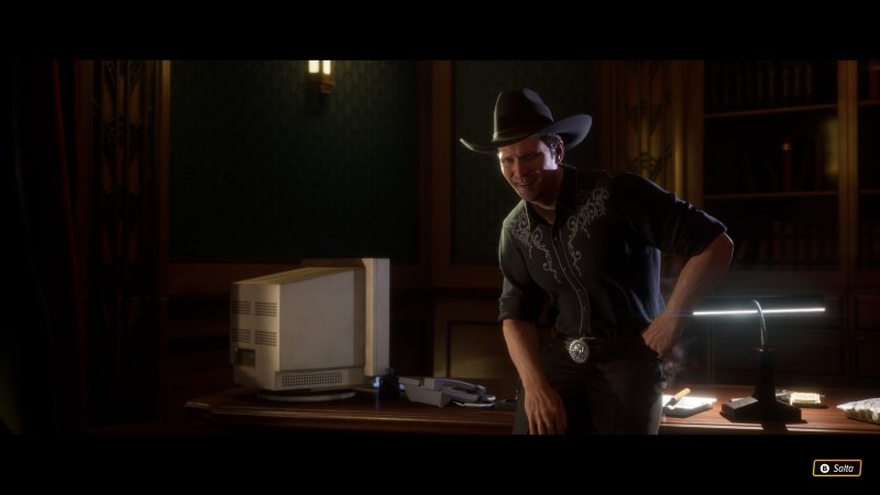 Crime Boss : Rockay City, Travis Baker de Michael Madsen lors d'une séquence d'entracte.