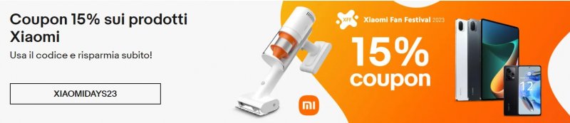 Il banner del coupon di Xiaomi su eBay Italia