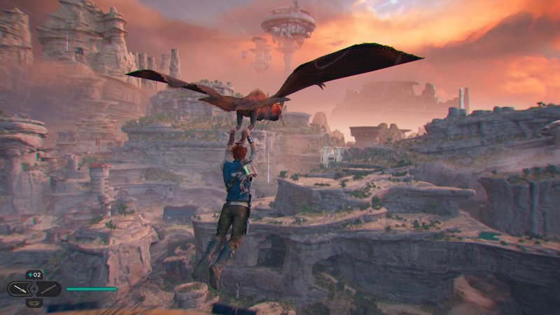 Gli alaplani di Koboh permettono a Cal di coprire grandi distanze in volo. Gli alaplani di Koboh permettono a Cal di coprire grandi distanze in volo.