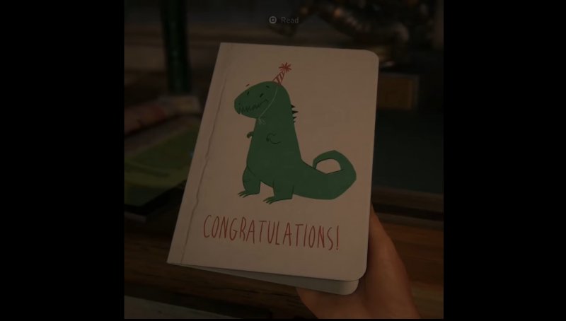 Questo è il biglietto d'auguri che Sarah vorrebbe regalare al padre nel videogioco di The Last of Us