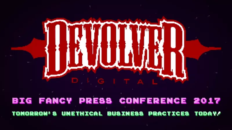 Logo della conferenza del 2017 tenuta da Devolver Digital Logo della conferenza del 2017 tenuta da Devolver Digital