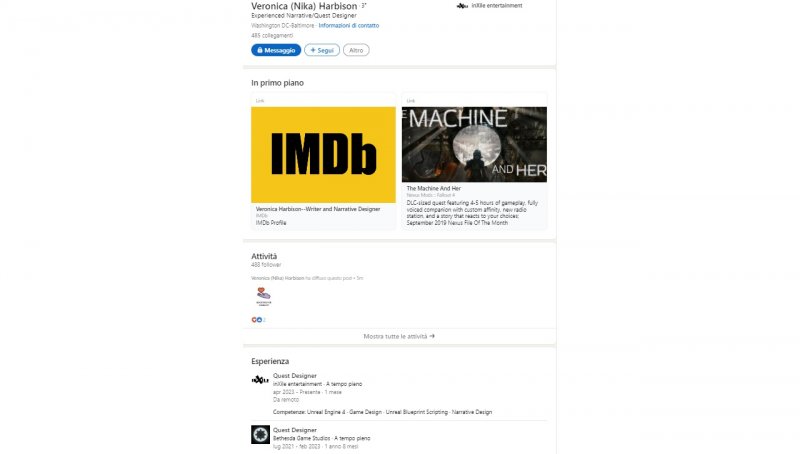 Pagina LinkedIn di Veronica Harbison Pagina LinkedIn di Veronica Harbison